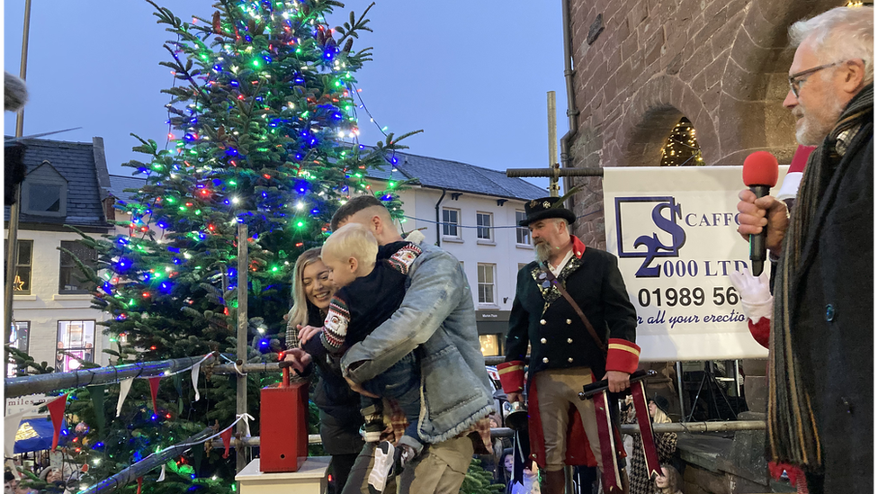 Alife with mum Courtney and dad Lannock switching on the Christmas lights