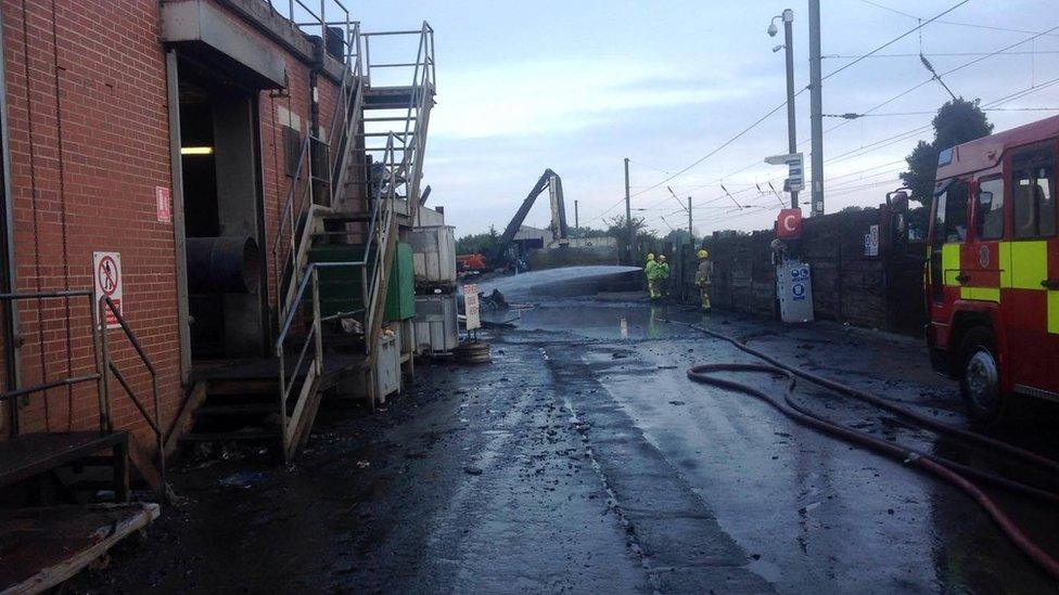 The morning after the large fire at the Sackers scrap yard at Great Blakenham