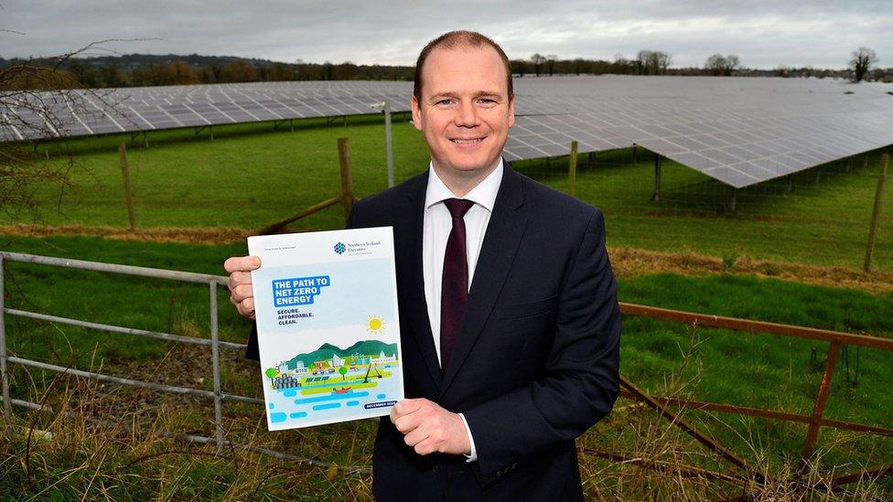 Economy Minister Gordon Lyons launched "the path to net zero energy" strategy on Thursday