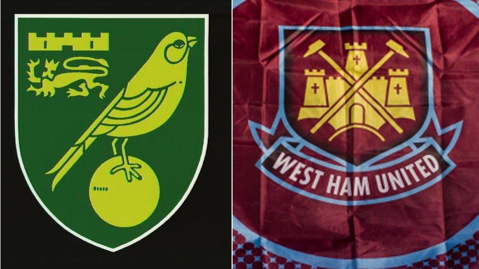 Norwich City and West Ham United