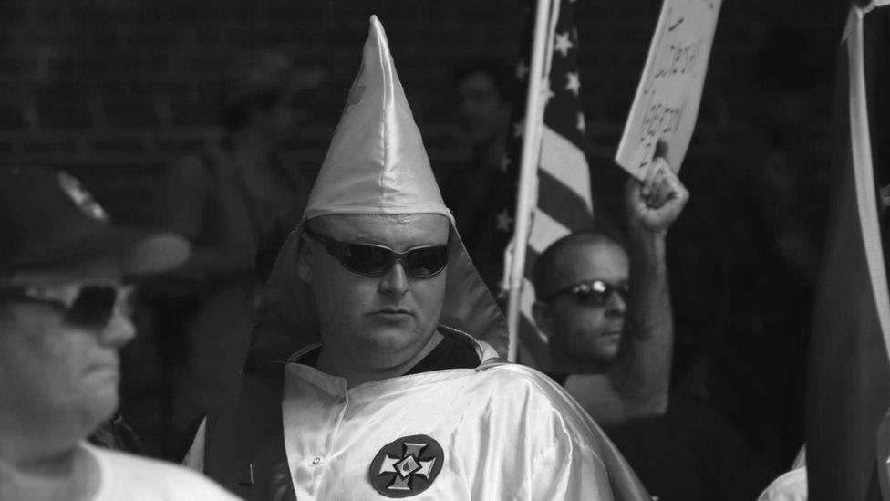 KKK supporter at the rally in Charlottesville