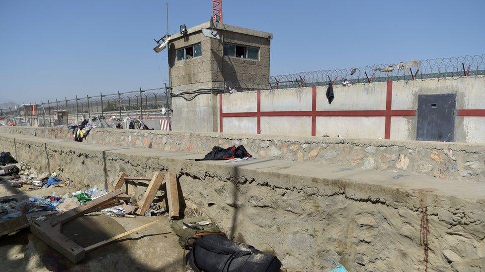 Debris from the suicide attack outside Kabul airport