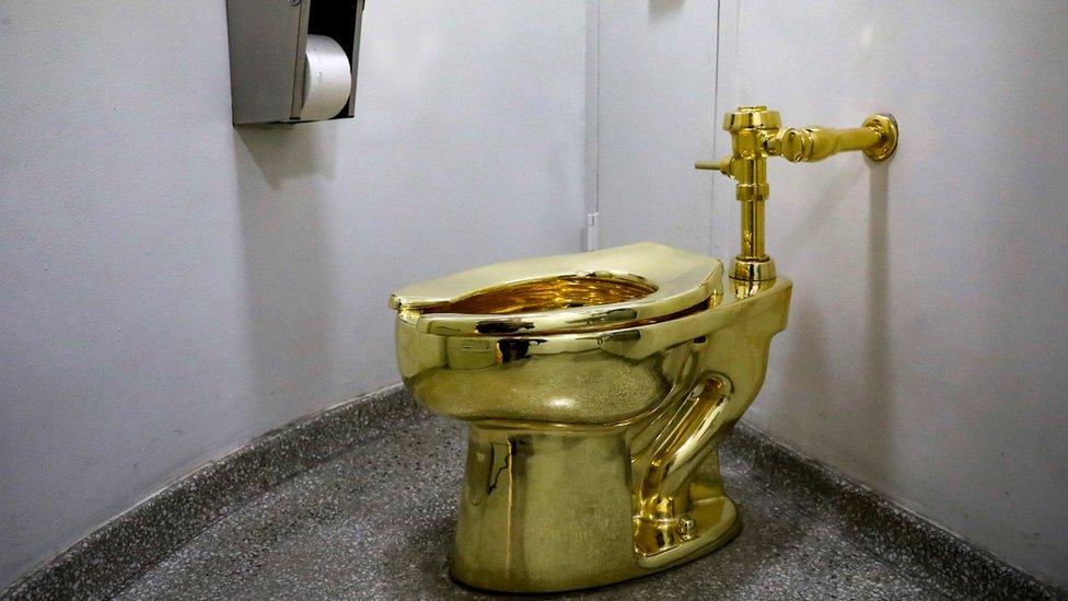 Solid gold toilet at New York's Guggenheim Museum