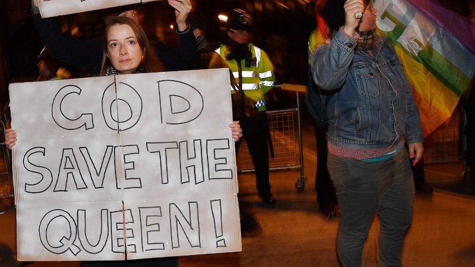 Protester at the Trump travel ban demo in London