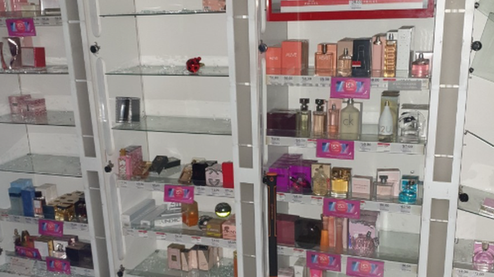 Damage caused during perfume burglary