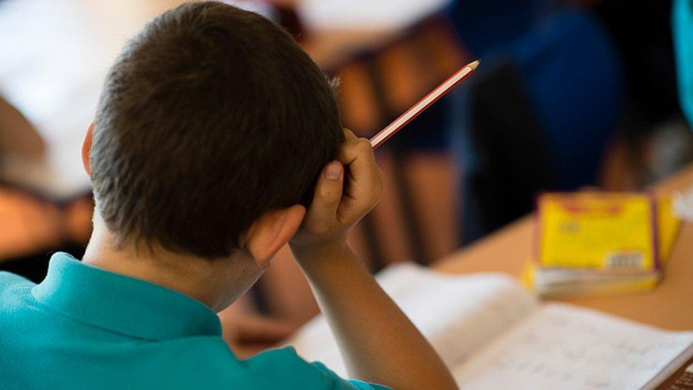 A pupil doing schoolwork