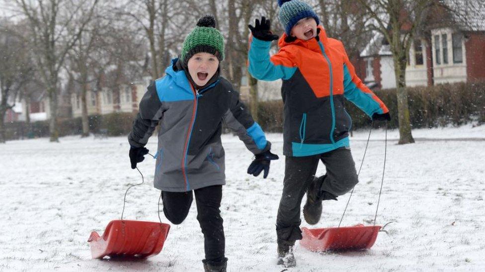 Brothers Finlay, aged nine, and Fraser, 11, in Cardiff