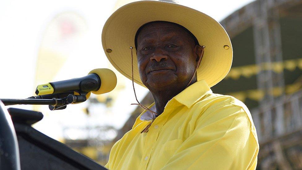 Uganda's President Yoweri Museveni dressed in yellow - 2016