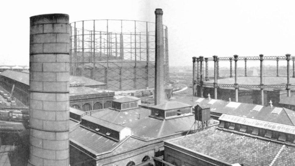 An archive image of the Windsor Street Gasworks