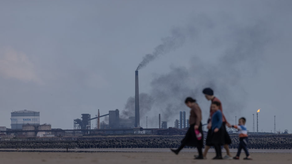 Port Talbot steelworks from Aberavon beach