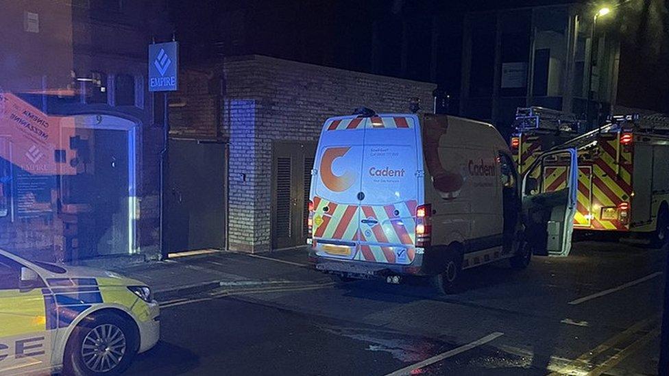 Emergency vehicles at Chester market