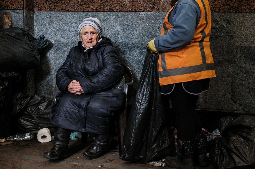 Dusia Kostiuk, 91, spent 27 hours on a train from the heavily bombed city of Kharkiv to Lviv