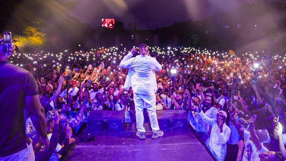 One of the performers at the MohBad memorial concert in Lagos, Nigeria - Thursday 21 September 2023