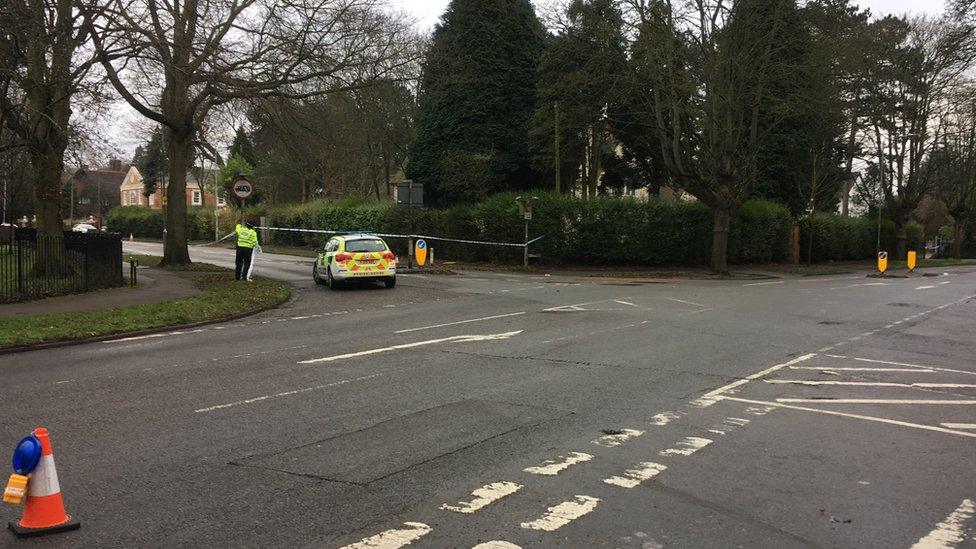 Scene of the crash Stoughton Drive South, Oadby