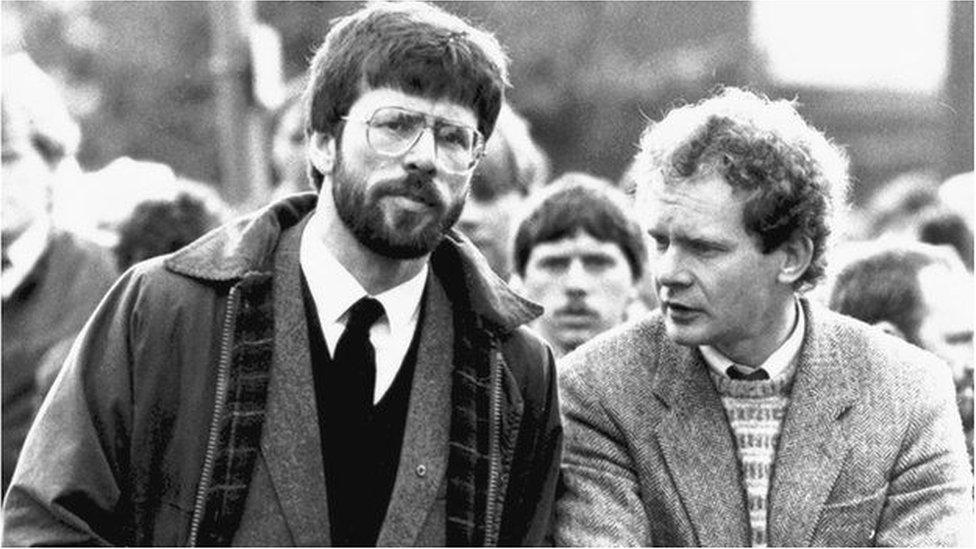 Sinn Féin president Gerry Adams with Martin McGuinness in 1987