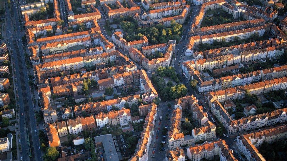 aerial view of town