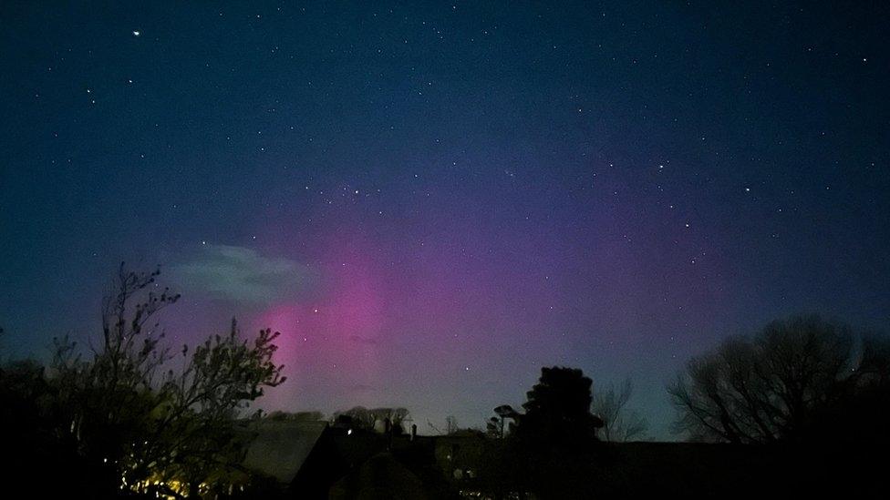 Northern Lights over St Ervan in Cornwall