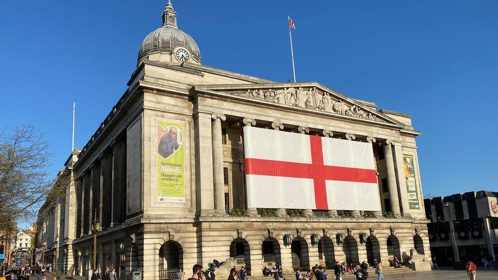 Council House with giant St George's flag on display