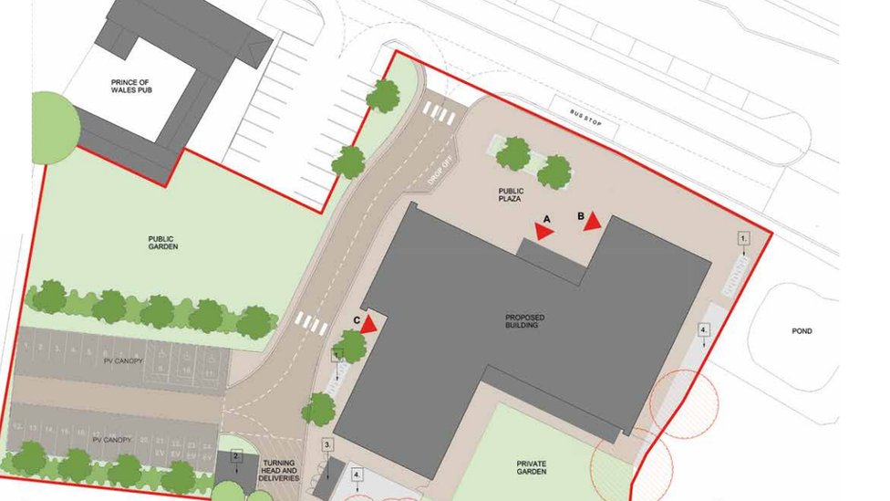 Proposed site plan for the new building