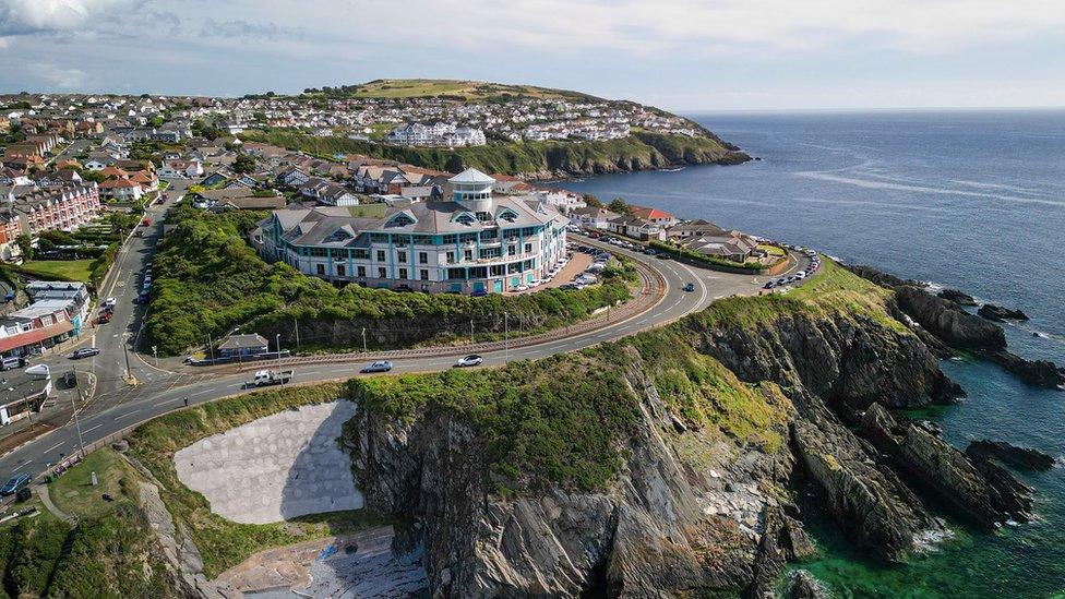 An aerial view of Onchan Head