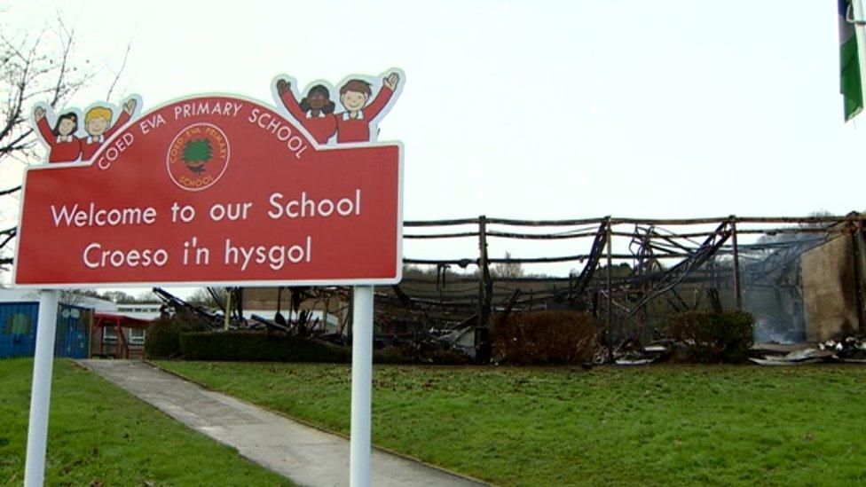 Fire-damaged Coed Eva Primary School