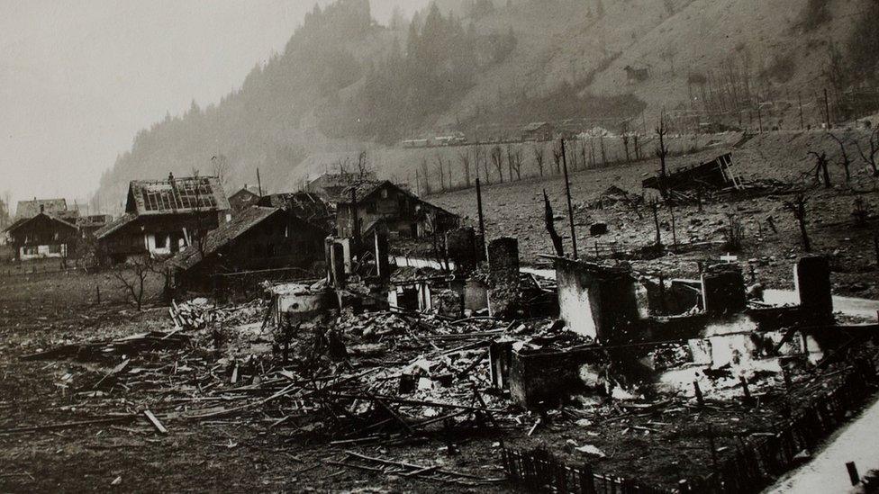 Archive pic showing Mitholz immediately after explosion