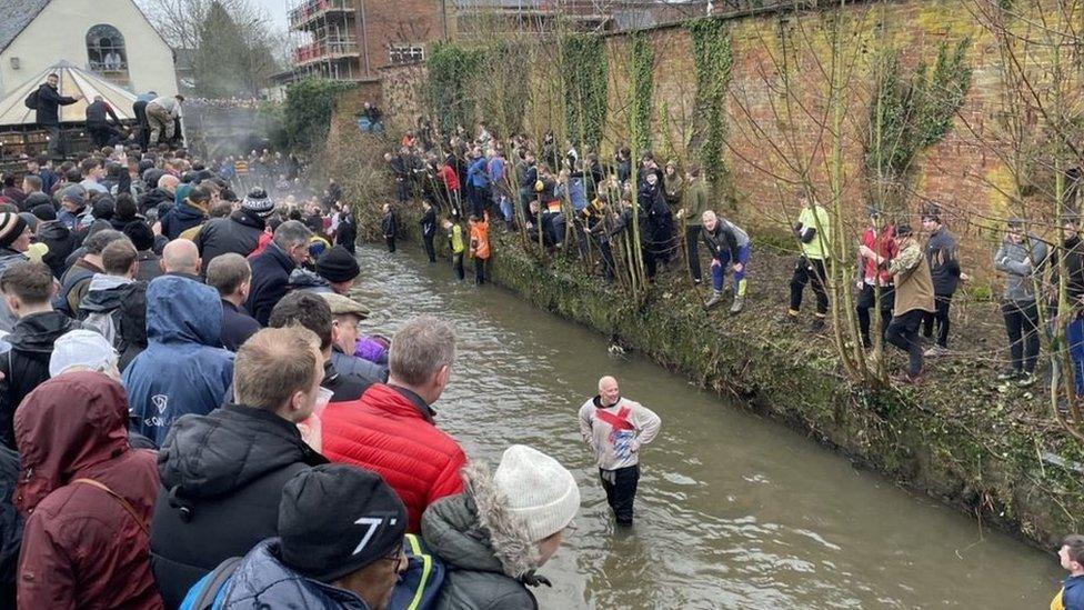 Man in river