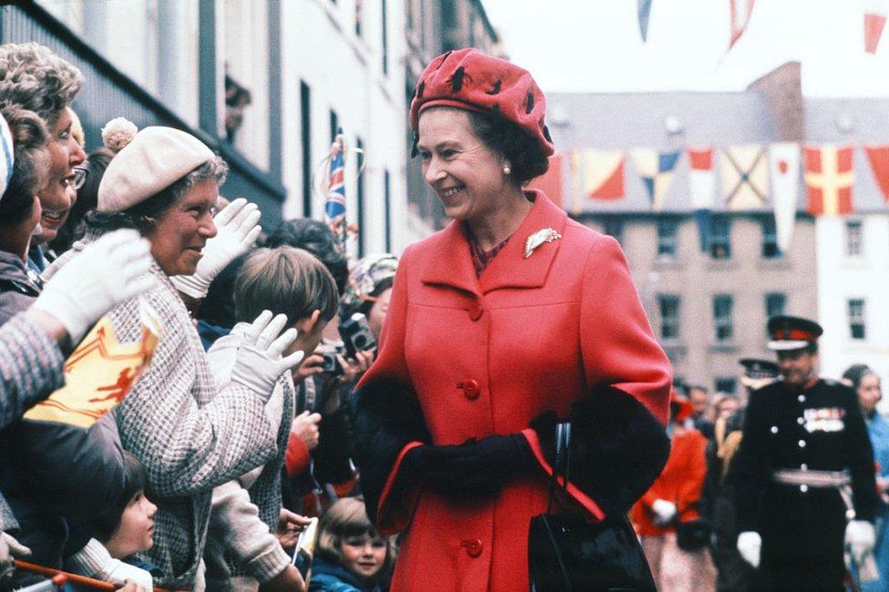 Queen Elizabeth II greets crowds of well-wishers in Scotland , as part of Royal Jubilee Tour