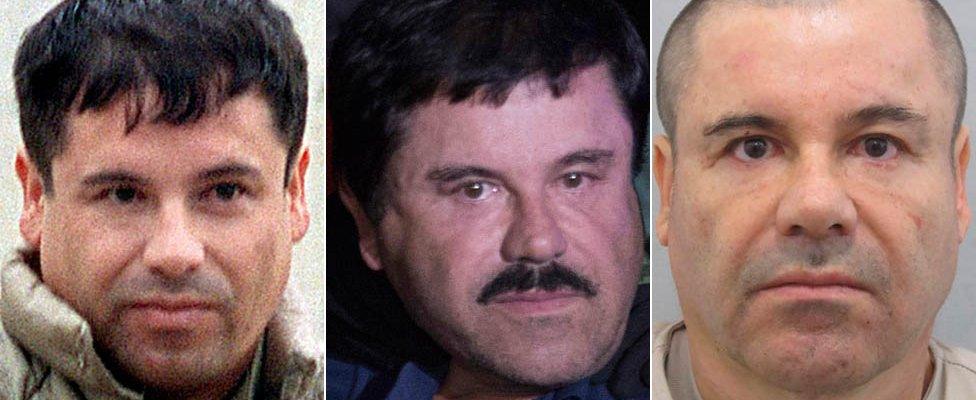 Three different images of El Chapo