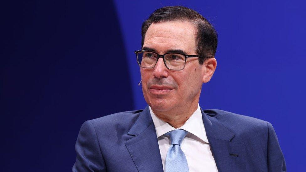 Steven Mnuchin, former U.S. Treasury secretary, during a session at the Qatar Economic Forum (QEF) in Doha, Qatar, on Tuesday, May 23, 2023.