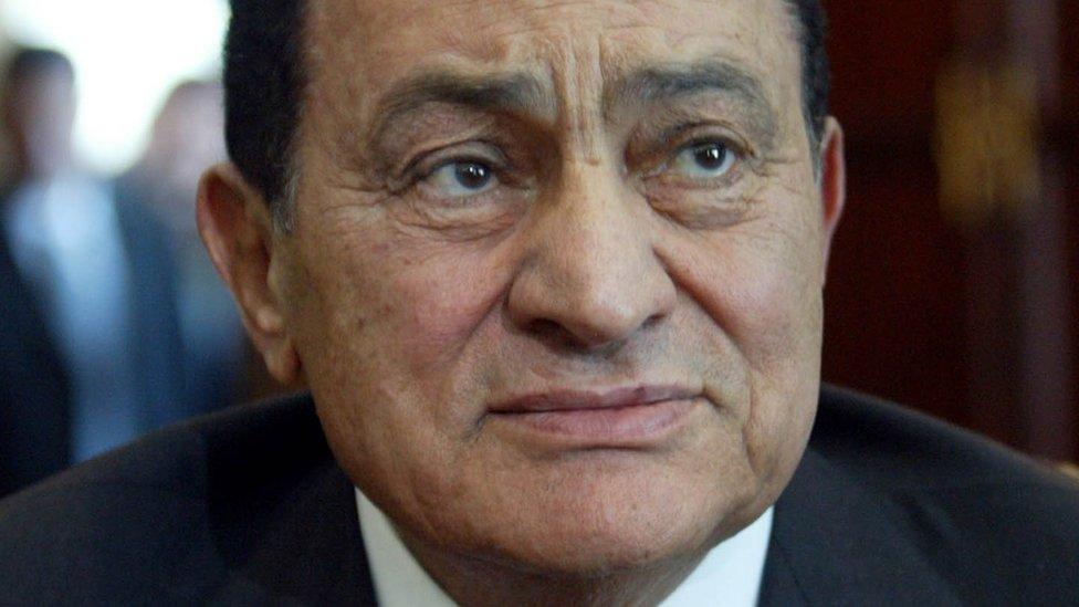 Egyptian President Hosni Mubarak pauses during a meeting with Israeli Prime Minister Ariel Sharon, not shown, at the Red Sea resort of Sharm el-Sheik, Egypt, Tuesday Feb. 8, 2005.