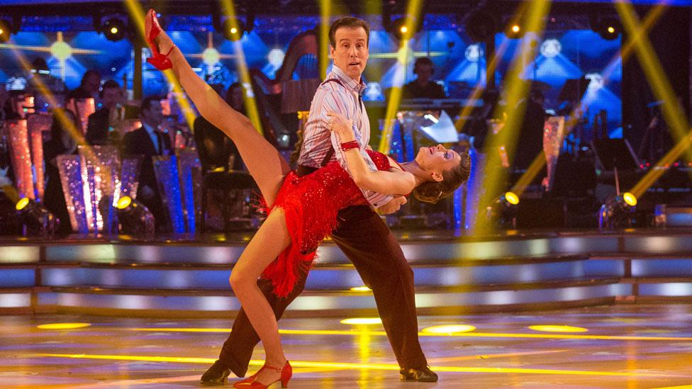 Katie Derham and Anton Du Beke during a live show of Strictly Come Dancing