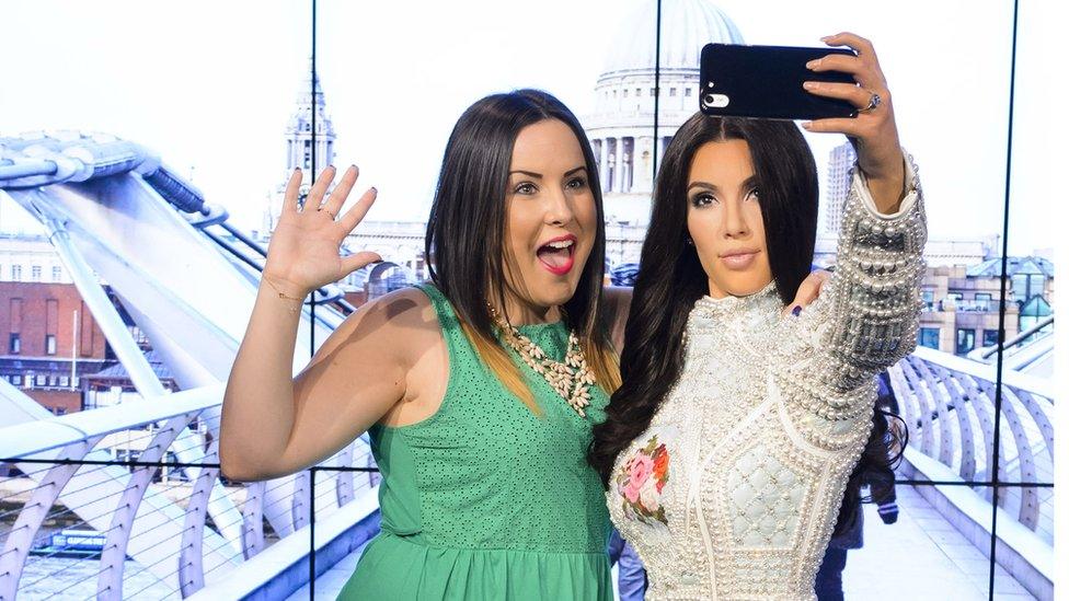 Kim Kardashian waxwork taking a selfie