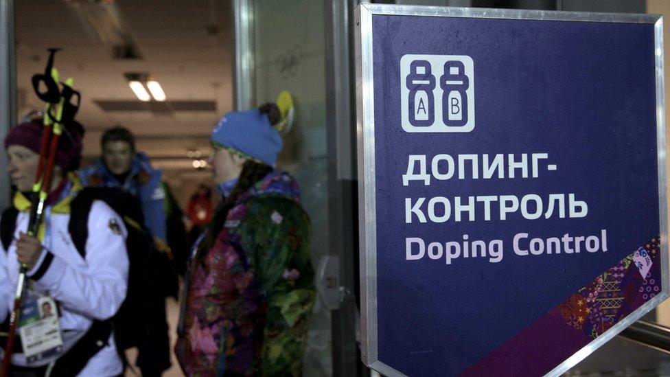 Athletes leave the Doping Control station at Sochi Olympics