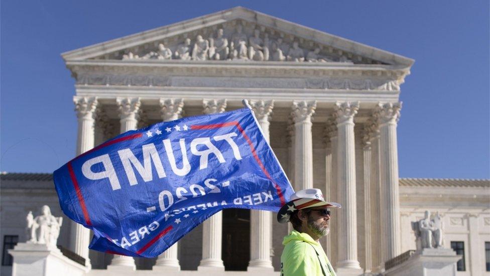 Pro-Trump protester outside US Supreme Court, 11 December 2020