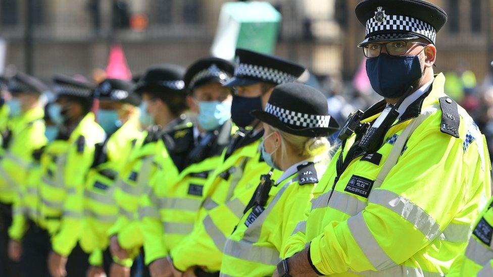 Police in central london during the XR protests