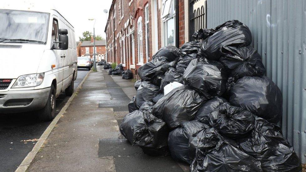 Bin bags on the streets of Birmingham