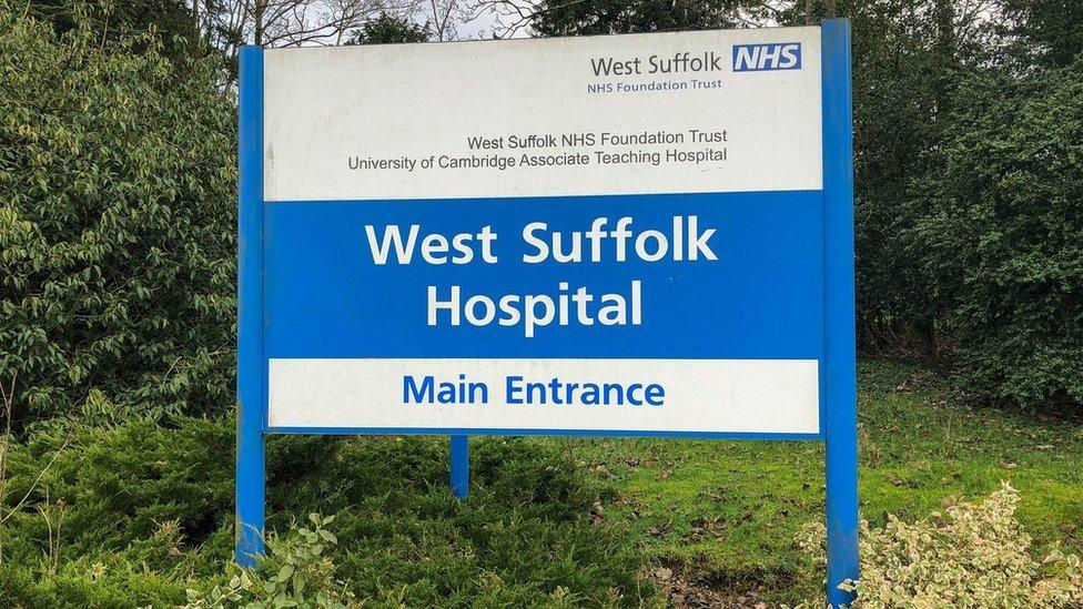 West Suffolk Hospital sign