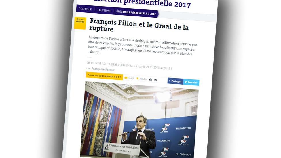 Screen grab of the online edition of Le Monde