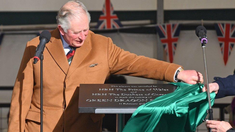 The Prince of Wales unveils a commemorative plaque