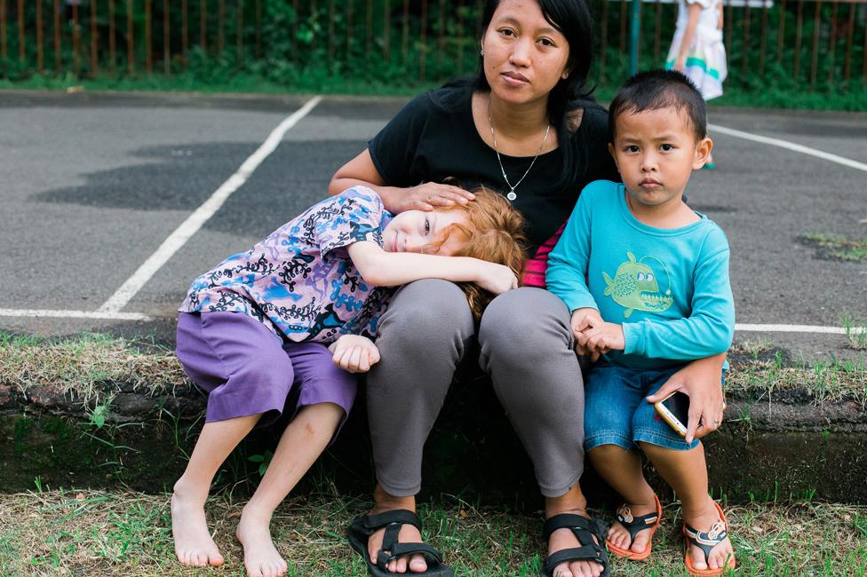 Fitri with her son and Rebecca's youngest son