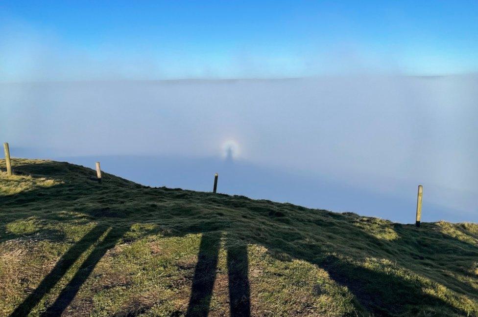 Brocken spectre seen from Lord's Seat in Hope Valley