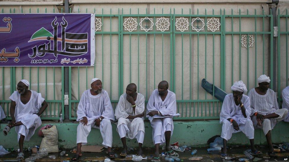 Muslim pilgrims at the scene of the stampede