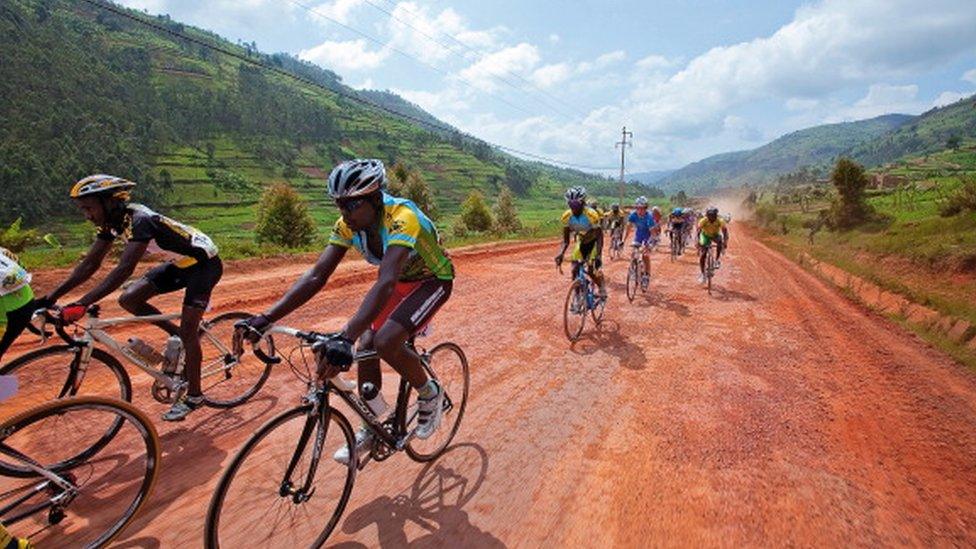 Cyclists in action during the 2009 Tour of Rwanda