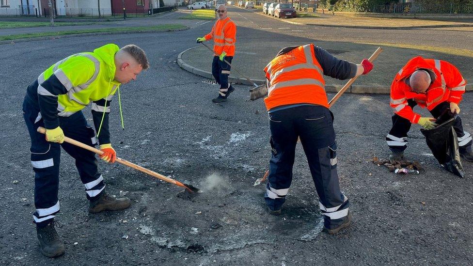 clean-up in Niddrie