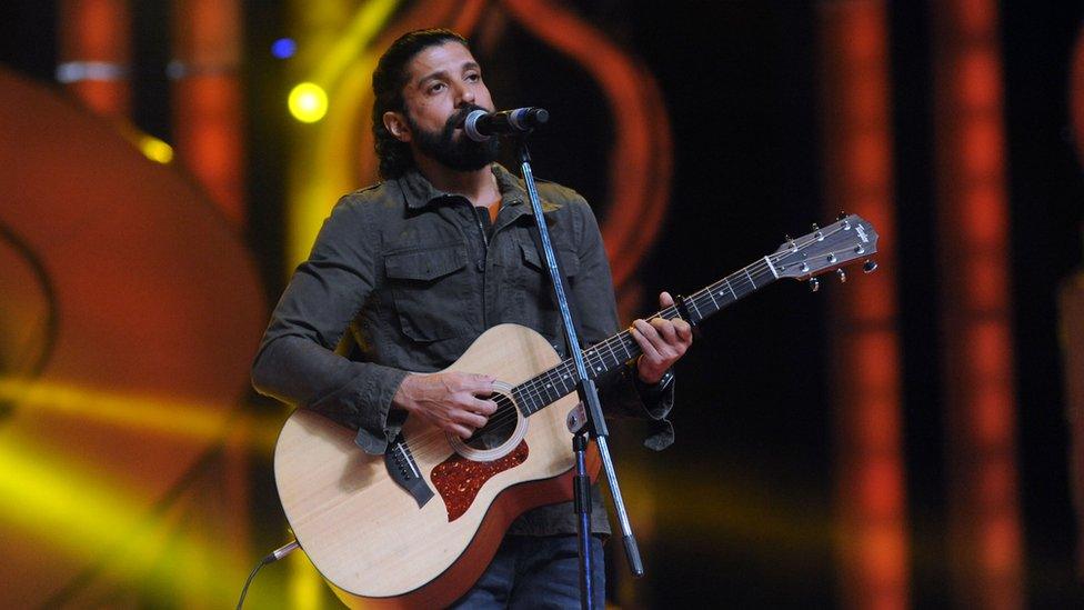 Bollywood actor Farhan Akhtar performs at a show in Mumbai on January 19, 2016.