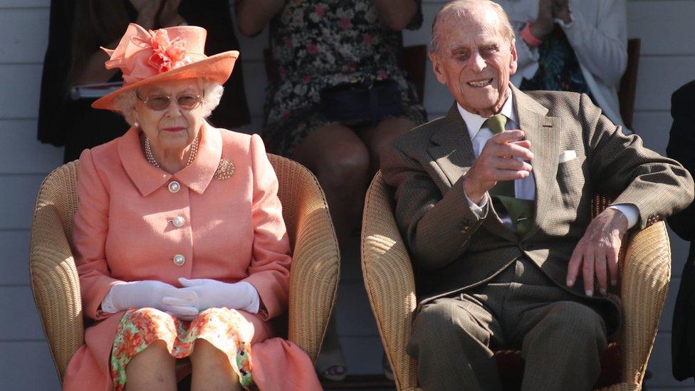 Queen Elizabeth II and The Duke of Edinburgh during the polo at the Guards Polo Club, Windsor Great Park