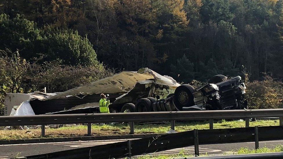 M90 slip road accident