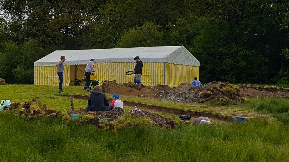 University of Wales Trinity Saint David students and staff during the dig