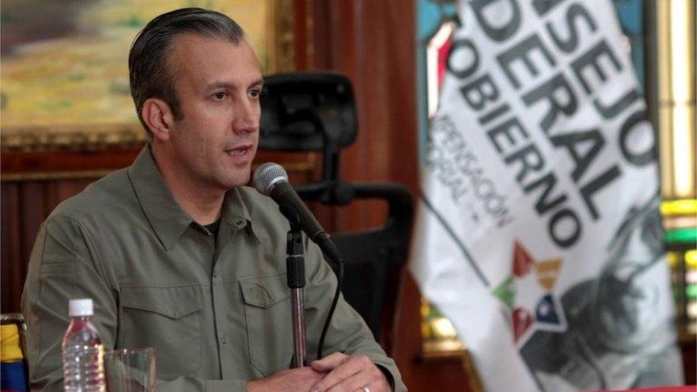 A handout photo made available by the press office of the Vice Presidency of Venezuela, shows Venezuelan Vice President Tareck El Aissami speaking during a government meeting in Caracas, Venezuela, on 14 February 2017